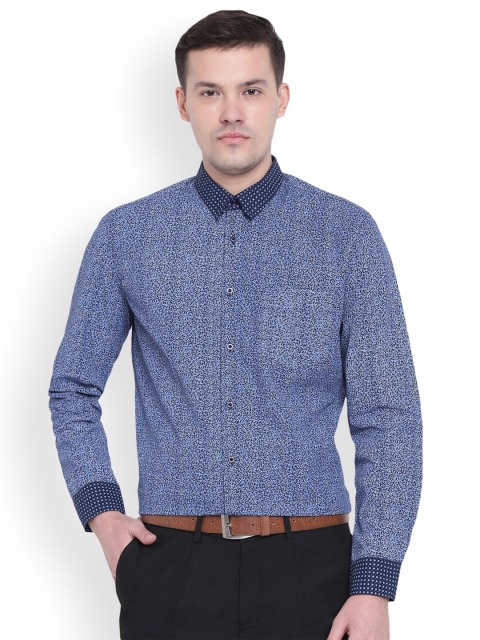 

Wineberry Men Blue Trim Slim Fit Printed Shirt