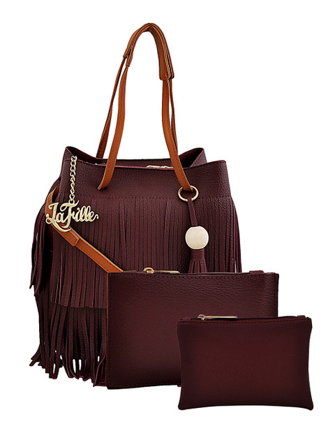

LaFille Maroon Solid Handheld Bag