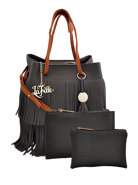 

LaFille Grey Solid Handheld Bag