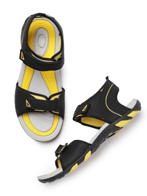 

Roadster Men Black & Yellow Sports Sandals