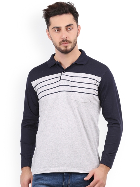 

WEXFORD Men Grey Colourblocked Polo Collar T-shirt