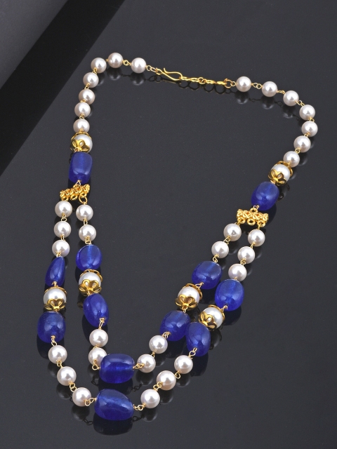 

Tistabene White & Blue Metal Gold-Plated Handcrafted Necklace