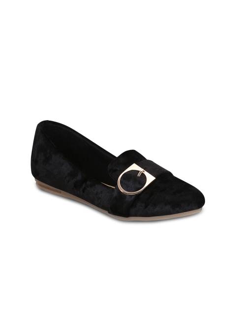 

Get Glamr Women Black Solid Synthetic Suede Ballerinas