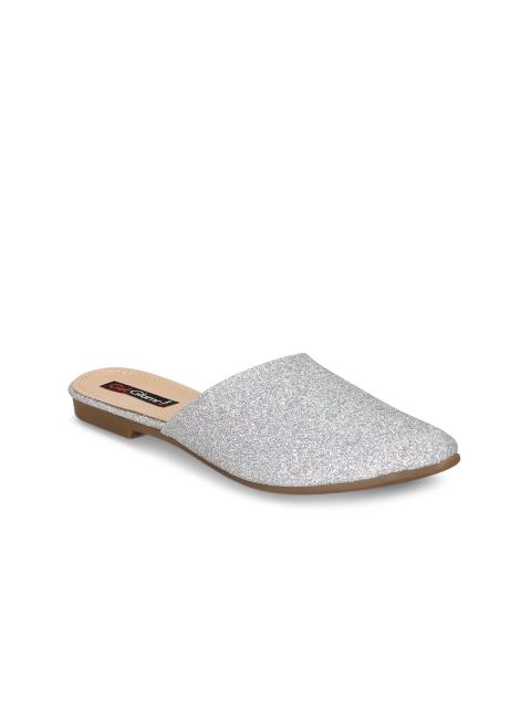 

Get Glamr Women Silver-Toned Solid Synthetic Mules