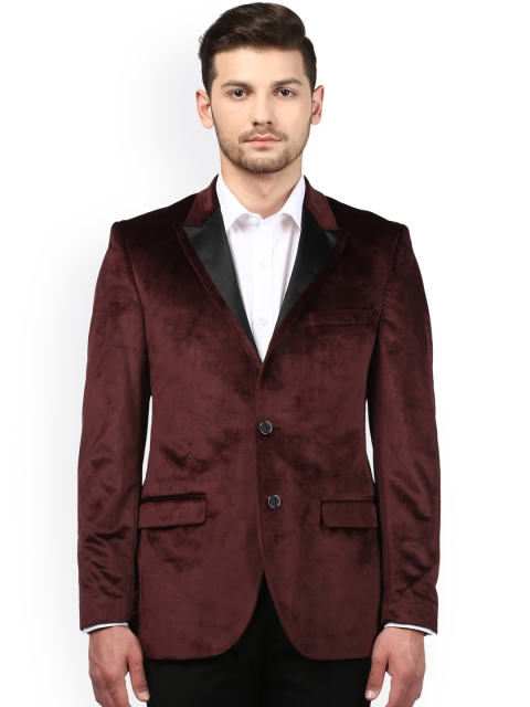 

Park Avenue Men Maroon Slim-Fit Single-Breasted Blazer