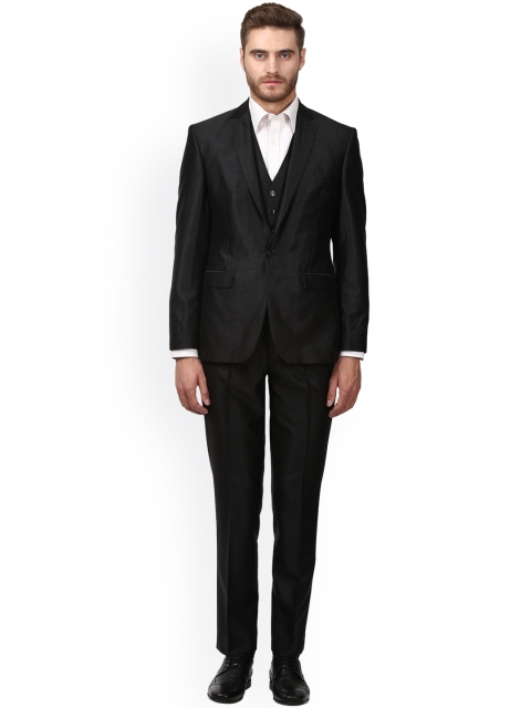 

Park Avenue Black Woven Single-Breasted Formal Suit