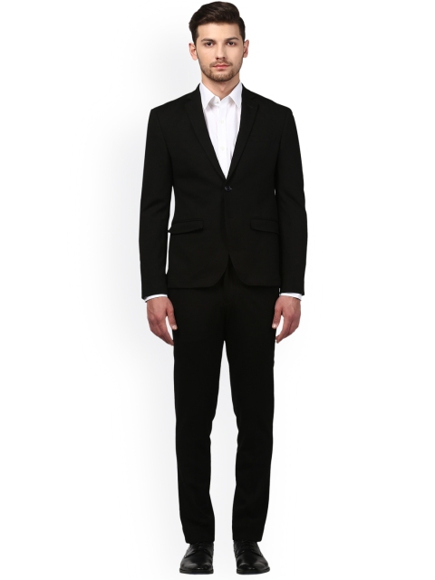

Park Avenue Black Woven Single-Breasted Formal Suit