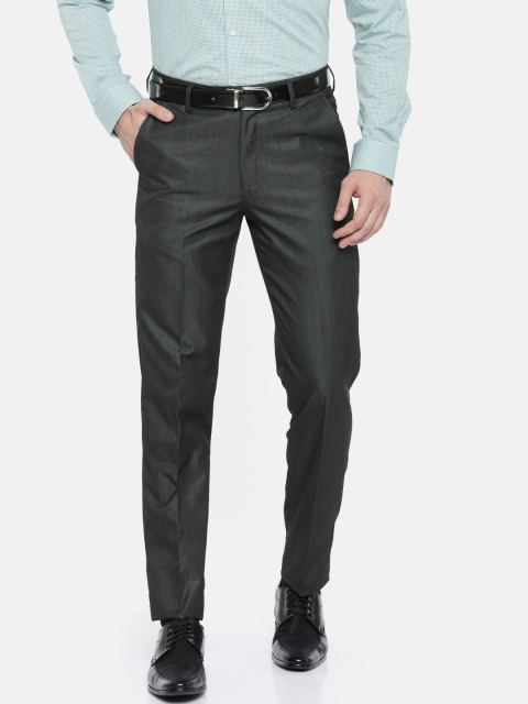 

Peter England Men Charcoal Grey Slim Fit Solid Formal Trousers