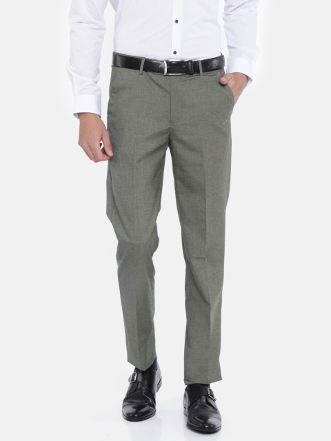 

Peter England Men Grey Smart Slim Fit Solid Formal Trousers