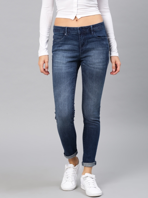

HRX by Hrithik Roshan Women Blue Skinny Fit Mid-Rise Clean Look Stretchable Jeans