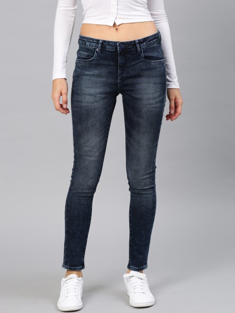 

HRX by Hrithik Roshan Women Blue Skinny Fit Mid-Rise Clean Look Stretchable Jeans