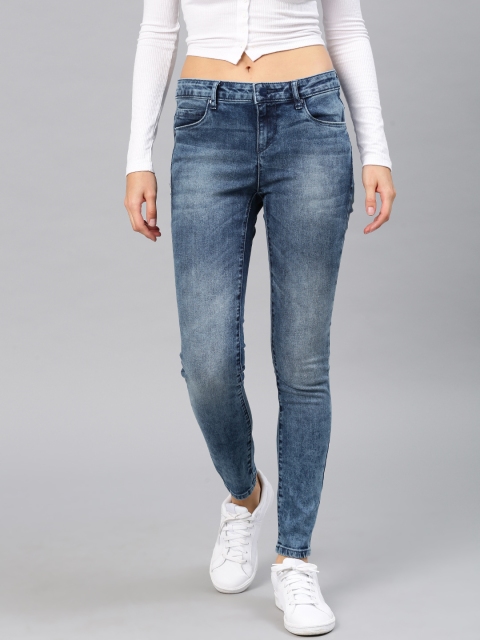 

HRX by Hrithik Roshan Women Blue Skinny Fit Mid-Rise Clean Look Stretchable Jeans