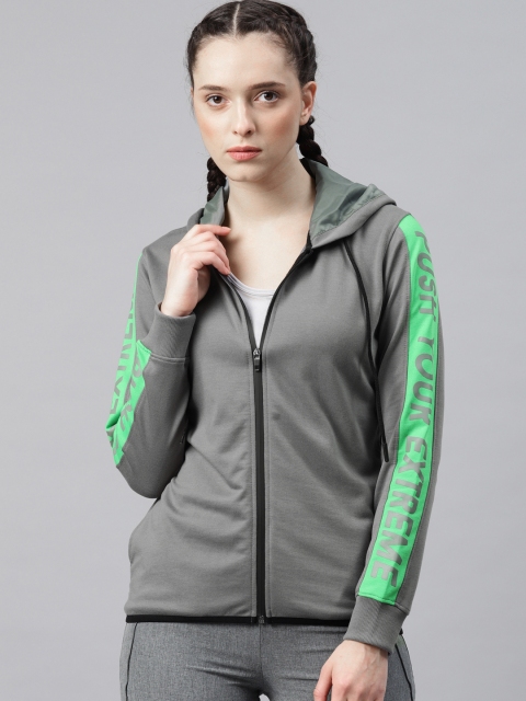 

HRX by Hrithik Roshan Women Grey Solid Hooded Sweatshirt