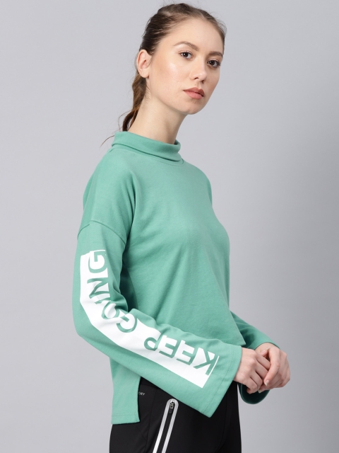 

HRX by Hrithik Roshan Women Blue Solid Athleisure Crop Sweatshirt