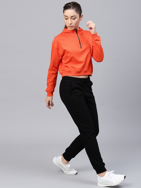 

HRX by Hrithik Roshan Women Orange Solid Athleisure Cropped Hooded Sweatshirt