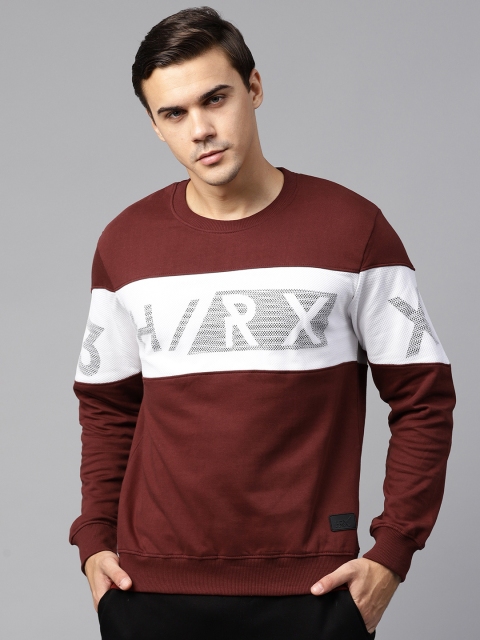 

HRX by Hrithik Roshan Men Burgundy & White Printed Sweatshirt