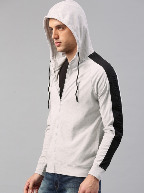 

HRX by Hrithik Roshan Men Grey Melange Solid Hooded Athleisure Sweatshirt