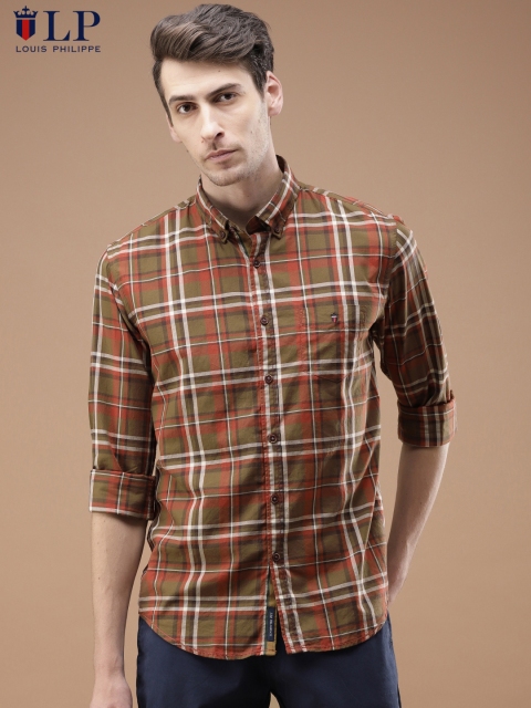 

Louis Philippe Sport Men Brown & Red Super Slim Fit Checked Casual Shirt