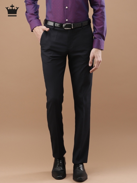 

Louis Philippe Men Navy Blue Milano Slim Fit Solid Formal Trousers