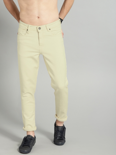 

Roadster Men Off-White Carrot Regular Fit Mid-Rise Clean Look Stretchable Jeans