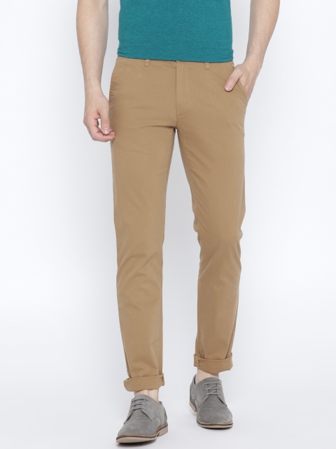 

Peter England Men Khaki Super Slim Fit Solid Chinos