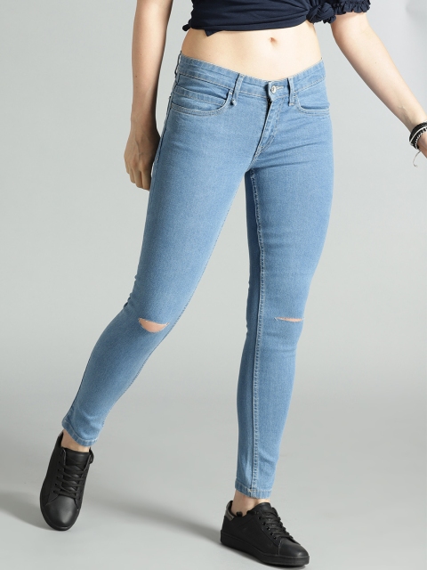 

Roadster Women Blue Skinny Fit Mid-Rise Slash Knee Stretchable Jeans