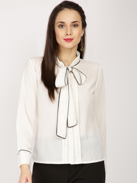 

Marie Claire Women Off-White Regular Fit Solid Casual Shirt
