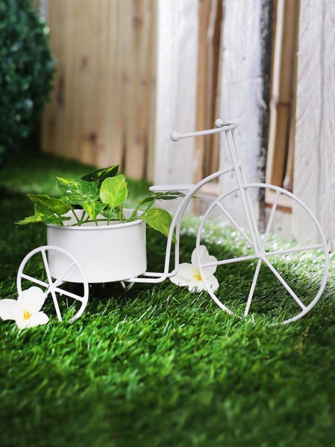 

green girgit Metal White Cycle Planter
