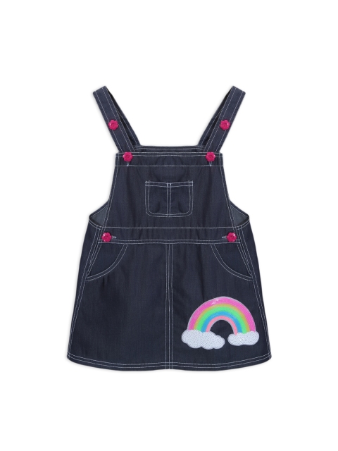 

LilPicks Girls Navy Blue Denim Dungaree