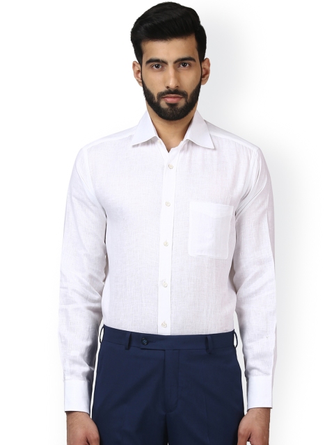 

Park Avenue Men White Linen Regular Fit Solid Formal Shirt