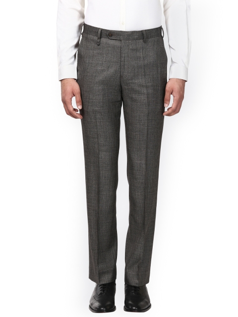 

Park Avenue Men Brown & Grey Slim Fit Solid Formal Trousers