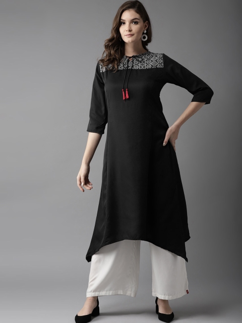

Moda Rapido Women Black Solid A-Line Kurta