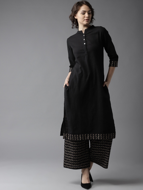 

Moda Rapido Women Black Solid Kurta with Palazzos