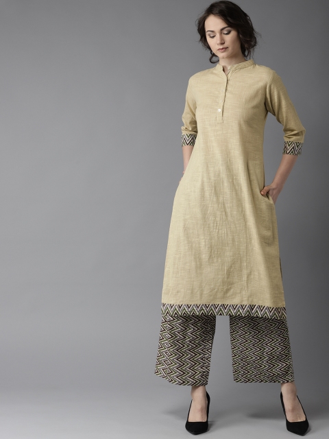 

Moda Rapido Women Beige Solid Kurta with Palazzos