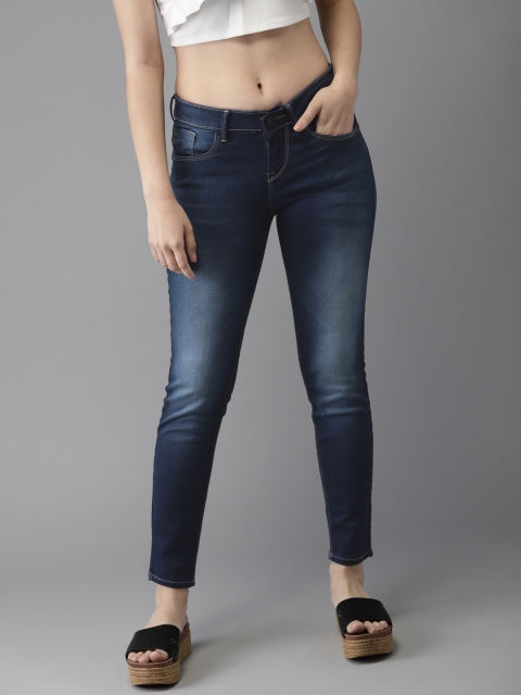 

HERE&NOW Women Blue Skinny Fit Mid-Rise Cropped Clean Look Stretchable Jeans