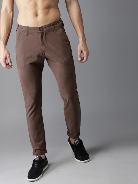 

HERE&NOW Men Rust Brown Slim Fit Solid Chinos