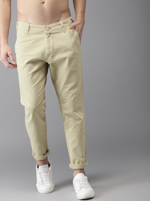 

HERE&NOW Men Cream-Coloured Regular Fit Solid Chinos