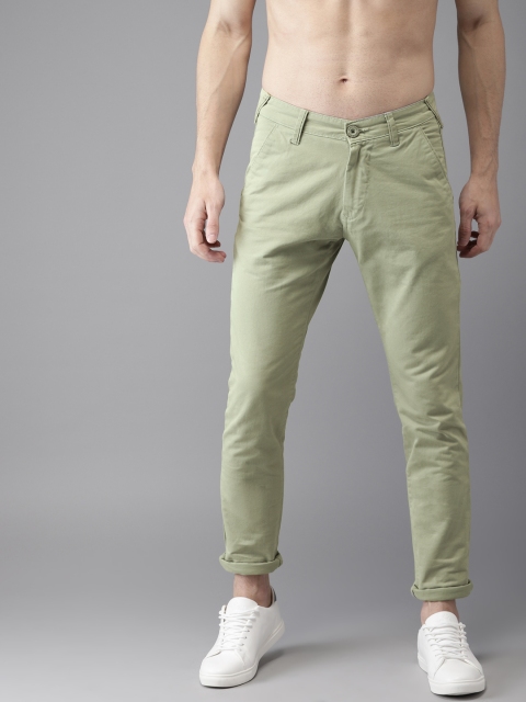 

HERE&NOW Men Sea Green Regular Fit Solid Chinos