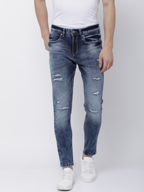 

LOCOMOTIVE Men Blue Tapered Fit Mid-Rise Mildly Distressed Stretchable Jeans