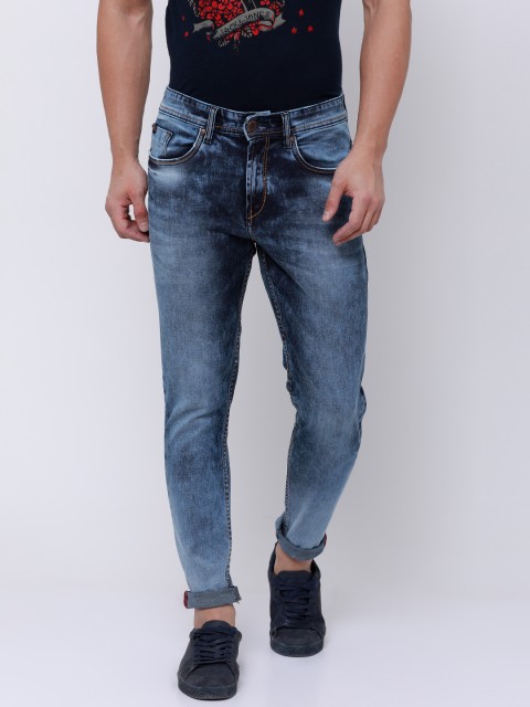 

LOCOMOTIVE Men Blue Tapered Fit Mid-Rise Clean Look Stretchable Jeans