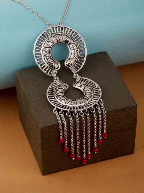 

Voylla Silver-Toned Brass Oxidised Necklace