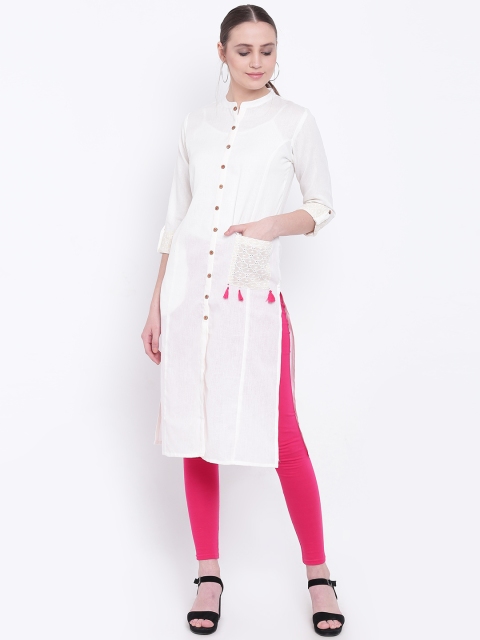 

Jashn Women Off-White Solid Straight Kurta