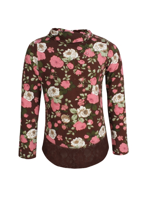 

CUTECUMBER Girls Brown Printed Top