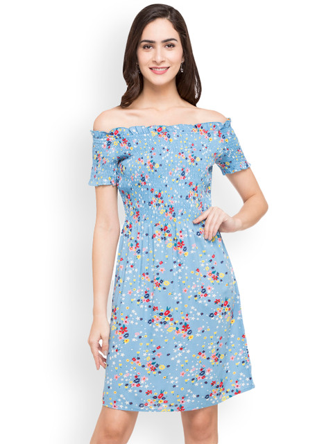 

Globus Women Blue Printed Fit and Flare Dress