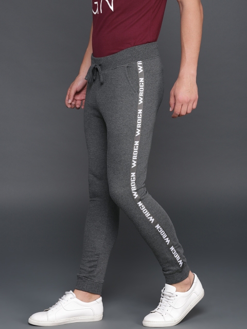 

WROGN Men Grey & White Regular Fit Solid Joggers