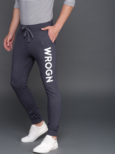 

WROGN Men Navy Blue Regular Fit Printed Joggers