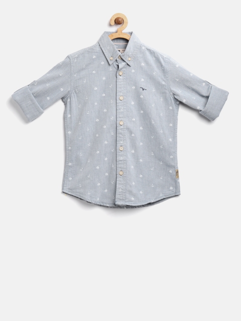

Flying Machine Boys Grey Regular Fit Printed Casual Shirt