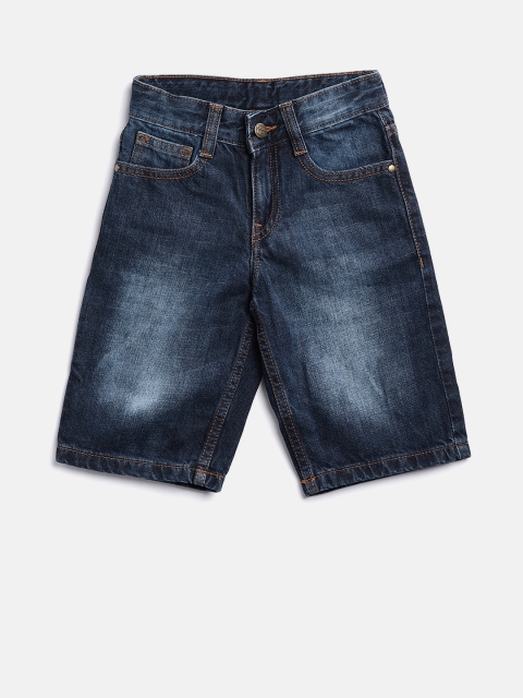 

Flying Machine Boys Navy Blue Washed Regular Fit Denim Shorts