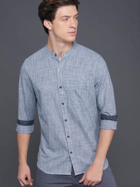 

WROGN Men Blue Regular Fit Solid Casual Shirt