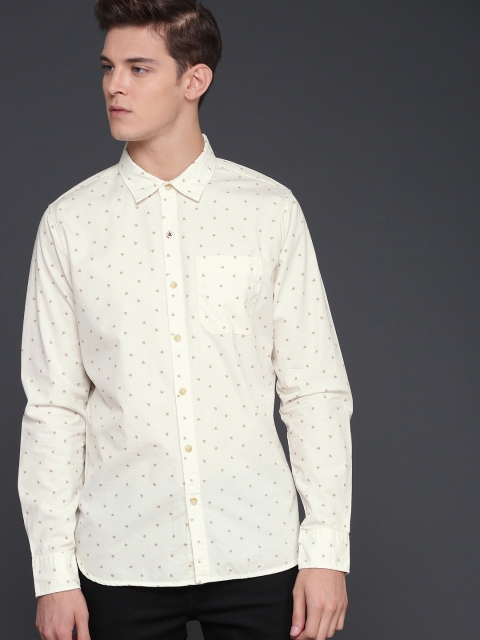 

WROGN Men Off-White Slim Fit Printed Casual Shirt
